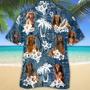 Dachshund 3 Hawaiian Tropical Plants Pattern Blue And White All Over Printed Hawaiian Shirt, Farm Hawaiian Shirt, Farmer Hawaii