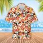 Funny Dexter Cattle Orange Flower Pattern Hawaiian Shirt, Farm Hawaiian Shirt, Farmer Hawaii