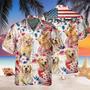 Golden Retriever Dog United States Flag Hawaiian Flowers All Over Printed Hawaiian Shirt, Farm Hawaiian Shirt, Farmer Hawaii