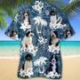 Goldendoodle Hawaiian Tropical Plants Pattern Blue And White All Over Printed Hawaiian Shirt, Farm Hawaiian Shirt, Farmer Hawaii