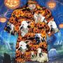 Happy Halloween Brahman Pumpkin All Over Printed Hawaiian Shirt, Farm Hawaiian Shirt, Farmer Hawaii