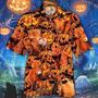 Happy Halloween Red Angus Pumpkin All Over Printed Hawaiian Shirt, Farm Hawaiian Shirt, Farmer Hawaii