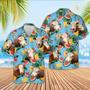 Hereford Cattle Blue Tropical Fruits Pattern Hawaiian Shirt, Farm Hawaiian Shirt, Farmer Hawaii