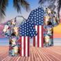 Hereford Cattle Flower Pattern US Flag Hawaiian Shirt, Farm Hawaiian Shirt, Farmer Hawaii