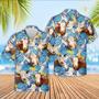 Hereford Cattle Tropical Blue Palm Leaves Hawaiian Shirt, Farm Hawaiian Shirt, Farmer Hawaii