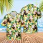 Hereford Cattle White Tropical Fruits Pattern Hawaiian Shirt, Farm Hawaiian Shirt, Farmer Hawaii