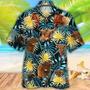 Highland Cattle Blue And Yellow Tropical Plants Hawaiian Shirt, Farm Hawaiian Shirt, Farmer Hawaii