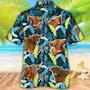 Highland Cattle Jungle Leaves All Over Printed Hawaiian Shirt, Farm Hawaiian Shirt, Farmer Hawaii