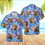 Highland Cattle Tropical Blue Palm Leaves Hawaiian Shirt, Farm Hawaiian Shirt, Farmer Hawaii