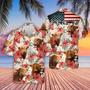 Highland Hibicus Floral US Flag Hawaiian Shirt, Farm Hawaiian Shirt, Farmer Hawaii