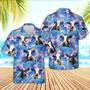 Holstein Cattle Tropical Blue Palm Leaves Hawaiian Shirt, Farm Hawaiian Shirt, Farmer Hawaii