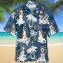 Husky Hawaiian Tropical Plants Pattern Blue And White All Over Printed Hawaiian Shirt, Farm Hawaiian Shirt, Farmer Hawaii