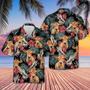 Jersey Dark Red Flowers Pattern Hawaiian Shirt, Farm Hawaiian Shirt, Farmer Hawaii