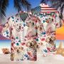 Labrador Retriever Dog United States Flag Hawaiian Flowers All Over Printed Hawaiian Shirt, Farm Hawaiian Shirt, Farmer Hawaii