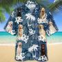 Labrador Retriever Hawaiian Tropical Plants Pattern Blue And White All Over Printed Hawaiian Shirt, Farm Hawaiian Shirt, Farmer Hawaii