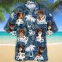 Long Haired Chihuahua Hawaiian Tropical Plants Pattern Blue And White All Over Printed Hawaiian Shirt, Farm Hawaiian Shirt, Farmer Hawaii