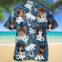 Long Haired Chihuahua Hawaiian Tropical Plants Pattern Blue And White All Over Printed Hawaiian Shirt, Farm Hawaiian Shirt, Farmer Hawaii