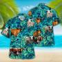 Longhorn Tropical Hawaiian Palm Leaves All Over Printed Hawaiian Shirt, Farm Hawaiian Shirt, Farmer Hawaii