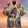 Native American Skull Vintage Art Style Hawaiian Shirt, Native America Shirt, Native American Hawaiian Shirt