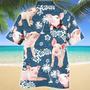 PIG Blue Tribal All Over Printed Hawaiian Shirt, Farm Hawaiian Shirt, Farmer Hawaii