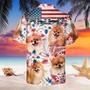 Pomeranian Dog United States Flag Hawaiian Flowers All Over Printed Hawaiian Shirt, Farm Hawaiian Shirt, Farmer Hawaii