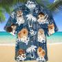 Pomeranian Hawaiian Tropical Plants Pattern Blue And White All Over Printed Hawaiian Shirt, Farm Hawaiian Shirt, Farmer Hawaii