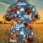 RED BRAHMAN Cattle Blue Tribal All Over Printed Hawaiian Shirt, Farm Hawaiian Shirt, Farmer Hawaii