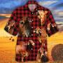 Red Brahman Cattle Red Tartan Pattern All Over Printed Hawaiian Shirt, Farm Hawaiian Shirt, Farmer Hawaii