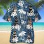 Schnauzer Hawaiian Tropical Plants Pattern Blue And White All Over Printed Hawaiian Shirt, Farm Hawaiian Shirt, Farmer Hawaii