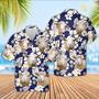 Sheep Flower Blue Pattern Hawaiian Shirt, Farm Hawaiian Shirt, Farmer Hawaii