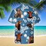 Shorthorn Blue Tribal All Over Printed Hawaiian Shirt, Farm Hawaiian Shirt, Farmer Hawaii