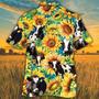 Sunflower Holstein Friesian Cattle Hawaiian Shirt, Farm Hawaiian Shirt, Farmer Hawaii