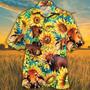 Sunflower Red Brahman Cattle Hawaiian Shirt, Farm Hawaiian Shirt, Farmer Hawaii