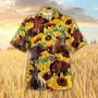 Sunflower Shorthorn Cattle Hawaiian Shirt, Farm Hawaiian Shirt, Farmer Hawaii