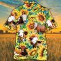 Sunflower Simmental Cattle Hawaiian Shirt, Farm Hawaiian Shirt, Farmer Hawaii