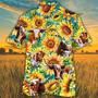 Sunflower TX Longhorn Cattle Hawaiian Shirt, Farm Hawaiian Shirt, Farmer Hawaii