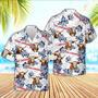 Texas Longhorn American White Flowers Pattern Hawaiian Shirt, Farm Hawaiian Shirt, Farmer Hawaii