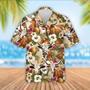 Texas Longhorn Cattle Coconut Tropical Flowers Hawaiian Shirt, Farm Hawaiian Shirt, Farmer Hawaii