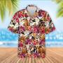 Texas Longhorn Cattle Red Hibicus Flowers Hawaiian Shirt, Farm Hawaiian Shirt, Farmer Hawaii