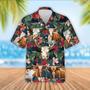 Texas Longhorn Cattle Red Tropical Flowers Hawaiian Shirt, Farm Hawaiian Shirt, Farmer Hawaii