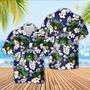 Tractor Flower Blue Pattern Hawaiian Shirt, Farm Hawaiian Shirt, Farmer Hawaii