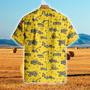 Tractors Pattern Yellow All Over Printed Hawaiian Shirt, Farm Hawaiian Shirt, Farmer Hawaii