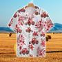 Tractors Red Hibiscus All Over Printed Hawaiian Shirt, Farm Hawaiian Shirt, Farmer Hawaii