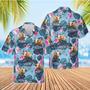 TX Longhorn Blue Hibiscus Hawaiian Shirt, Farm Hawaiian Shirt, Farmer Hawaii