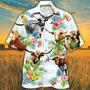 TX LONGHORN CATTLE Hawaiian Theme Pineapple Tropical Flower Hawaiian Shirt, Farm Hawaiian Shirt, Farmer Hawaii