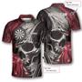 All Over Print Dart Polo Shirt, Skull Br Custom Darts Shirts For Men, Red Skull Dart Shirt