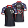 Archery Crown Emblem American Flag Custom Archery Shirts For Men, Gift For Archery Lover