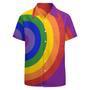 Asymmetrical Rainbow Bullseye Lgbt Pride Hawaiian Vintage Shirt Mens Button Down Plus Size Tropical Hawaii Beach Shirts