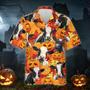 Autumn Leaf Holstein Cattle Pumpkin Hawaiian Shirt Short Sleeve