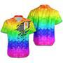 Beach Shirt Lgbt Pride Hawaiian Shirt Rainbow Polygonal American Flag Inside Hawaii, Pride Shirts